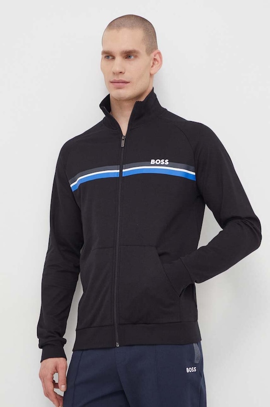 Bavlněná mikina BOSS bez kapuce černá 50515160