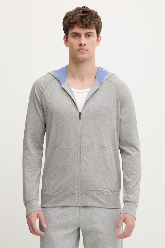 Mikina s kapucňou BOSS sivá 50515313