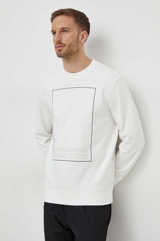 Armani Exchange bluza bawełniana nadruk biały 3DZMHH.ZJGGZ