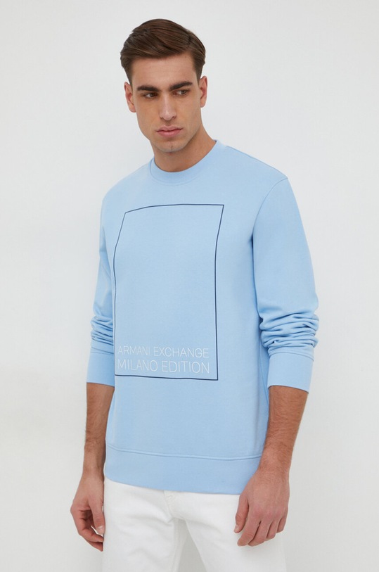 Armani Exchange bluza bawełniana nadruk niebieski 3DZMHH.ZJGGZ