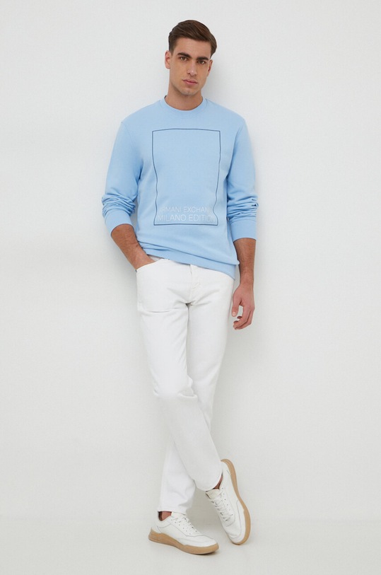 Armani Exchange bluza bawełniana 3DZMHH.ZJGGZ niebieski SS24
