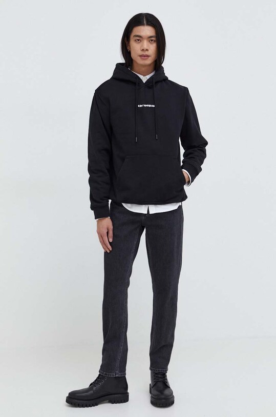 The Kooples hanorac de bumbac HSWE28017K negru SS24