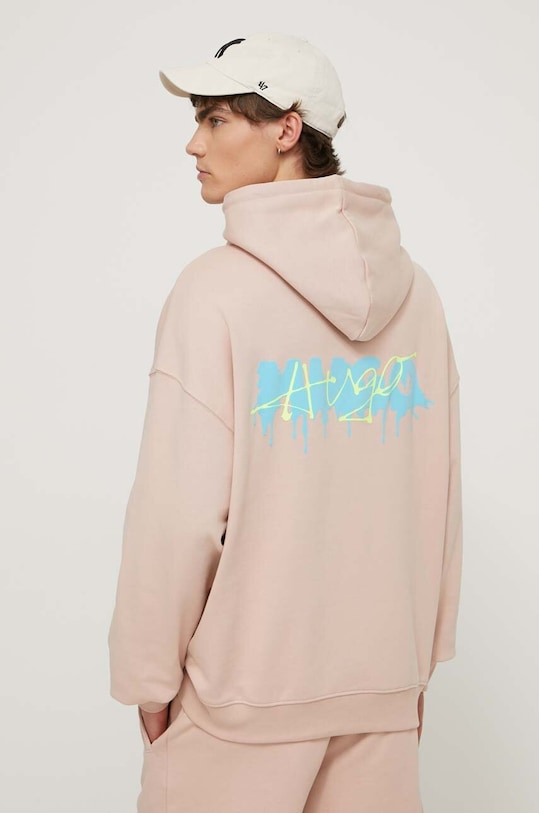 Βαμβακερή μπλούζα HUGO ροζ 50509979