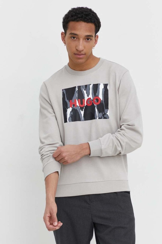 HUGO bluza bawełniana nadruk szary 50513335