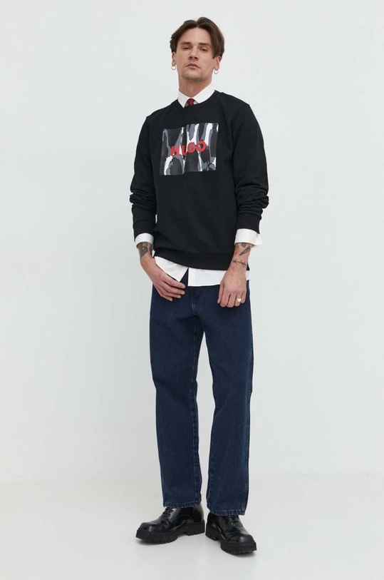HUGO bluza bawełniana 50513335 czarny SS24
