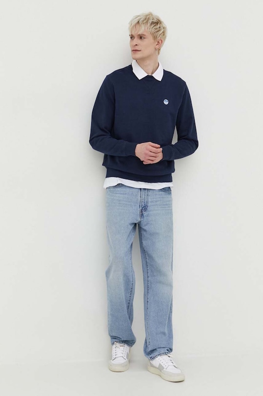 Βαμβακερή μπλούζα North Sails 691220 σκούρο μπλε SS24