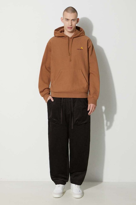 Mikina Carhartt WIP Hooded American Script Sweat nášivka hnědá I028279.HZXX