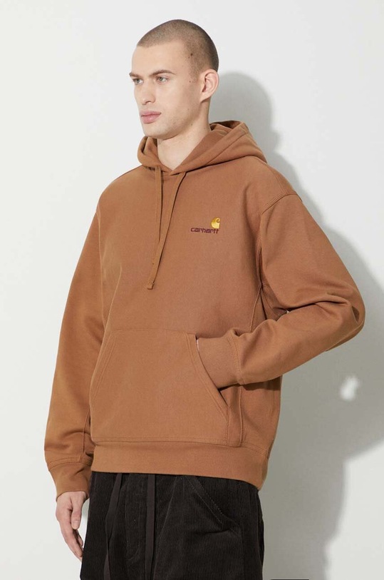 Mikina Carhartt WIP Hooded American Script Sweat hnědá I028279.HZXX