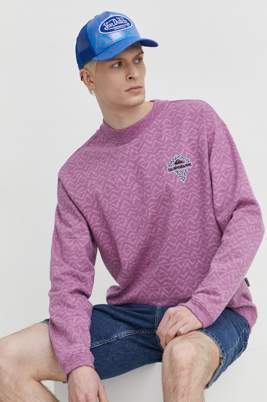 Quiksilver bluza bawełniana wzorzyste różowy EQYFT04915