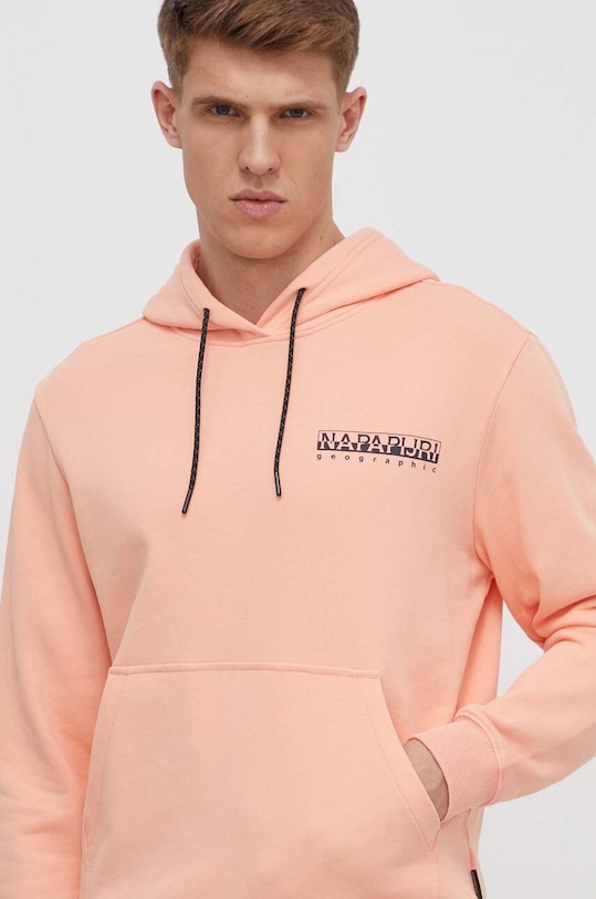 Βαμβακερή μπλούζα Napapijri B-Boyd B-Boyd με κουκούλα πορτοκαλί NP0A4HP2P1I1