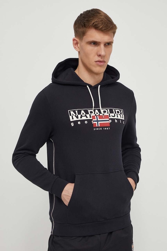 Napapijri bluza bawełniana B-Aylmer nadruk czarny NP0A4HTL0411