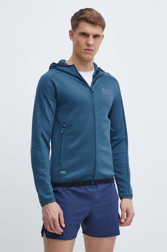Mikina EA7 Emporio Armani s kapucí modrá PJAHZ.3DPM30.1821