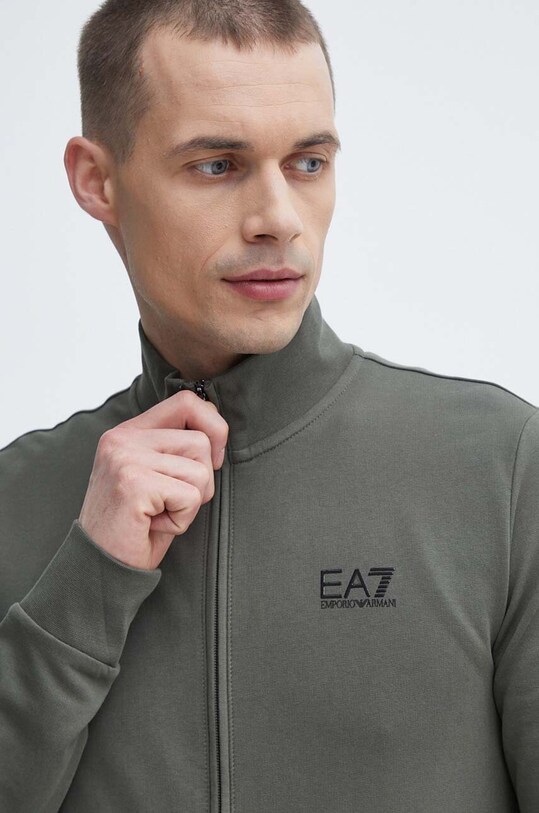 Хлопковая кофта EA7 Emporio Armani зелёный PJ05Z.8NPM01.1846