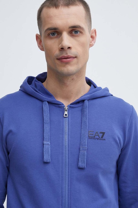 Bavlněná mikina EA7 Emporio Armani s kapucí fialová PJ05Z.8NPM03.1557