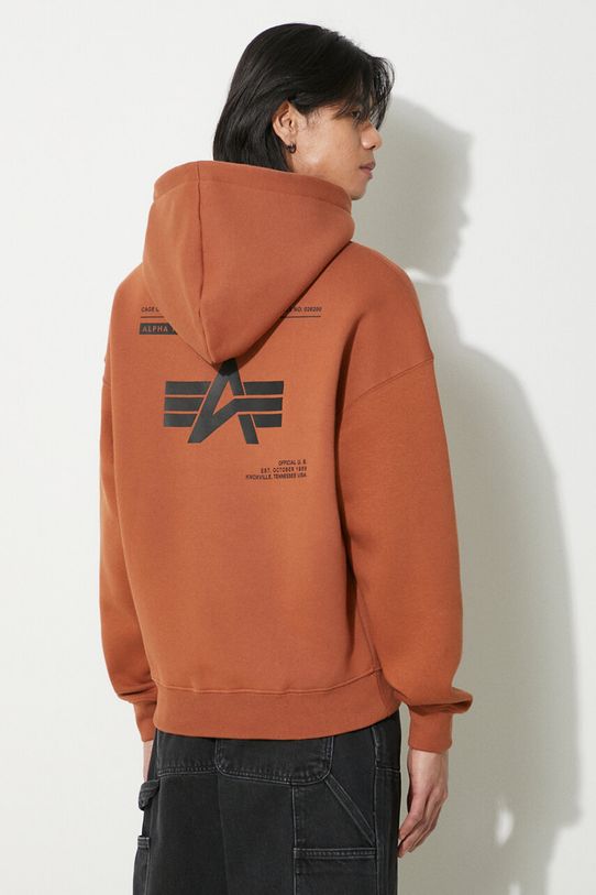 Alpha Industries bluza Logo BP Hoody z kapturem brązowy 146336