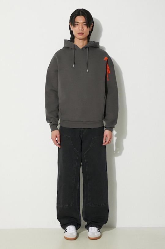 Alpha Industries sweatshirt Flock Logo Hoody 146340. gray SS24