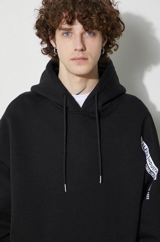 Alpha Industries bluza Flock Logo Hoody 146340. negru