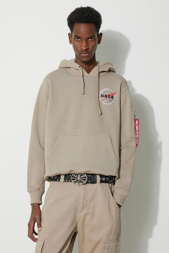 Mikina Alpha Industries NASA Orbit Hoody nášivka béžová 146339.