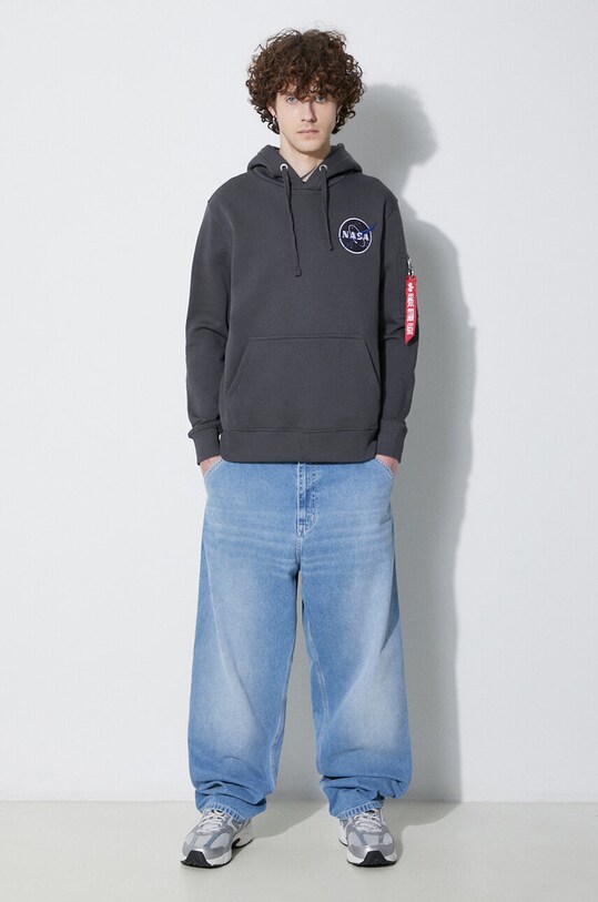 Mikina Alpha Industries NASA Orbit Hoody 146339. šedá AW24