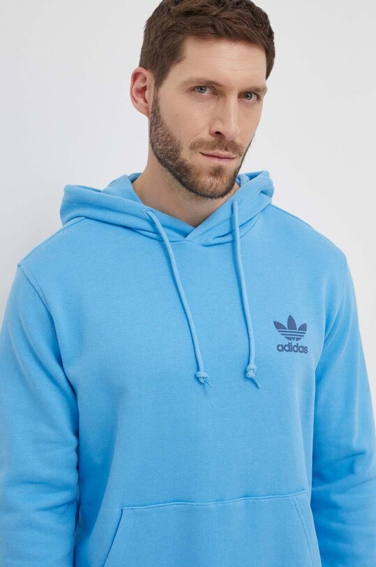 Хлопковая кофта adidas Originals с капюшоном голубой IS3317