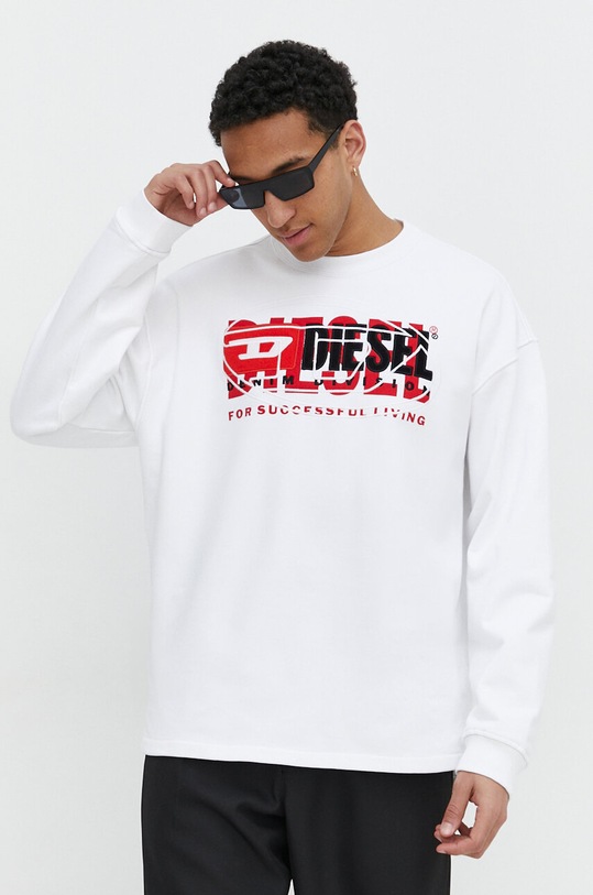 Diesel bluza bawełniana aplikacja biały A12150.0IAJH
