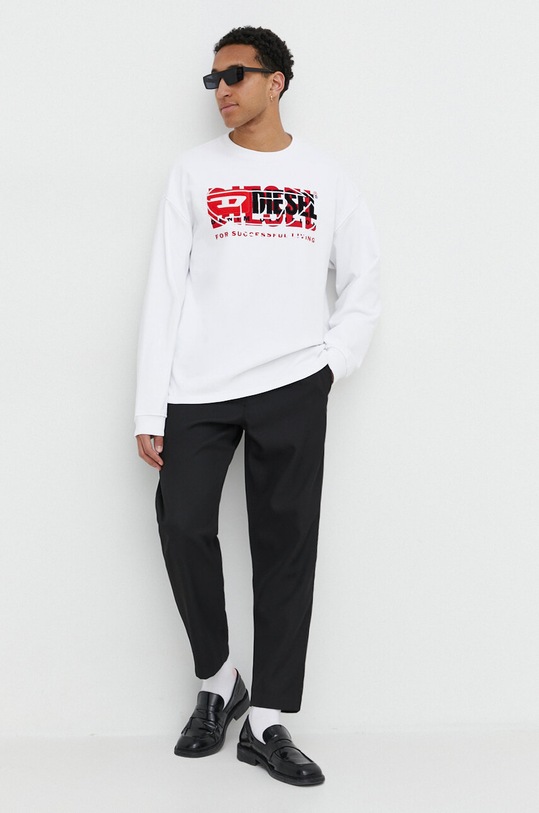 Diesel bluza bawełniana A12150.0IAJH biały SS24