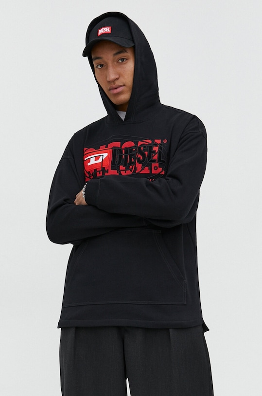 Diesel bluza bawełniana nadruk czarny A12153.0IAJH