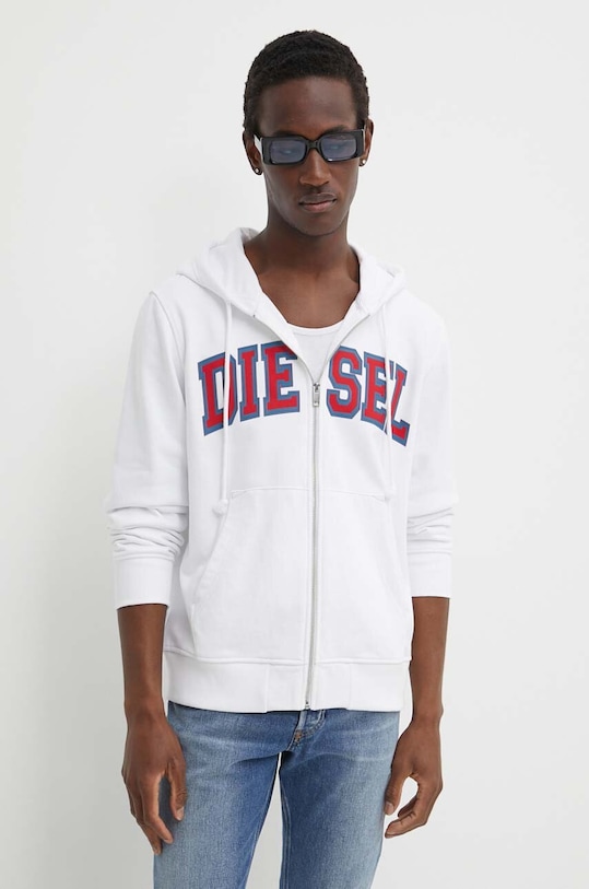 Mikina Diesel S-GINN-HOOD-ZIP-K12 s kapucňou biela A12520.0HAYT