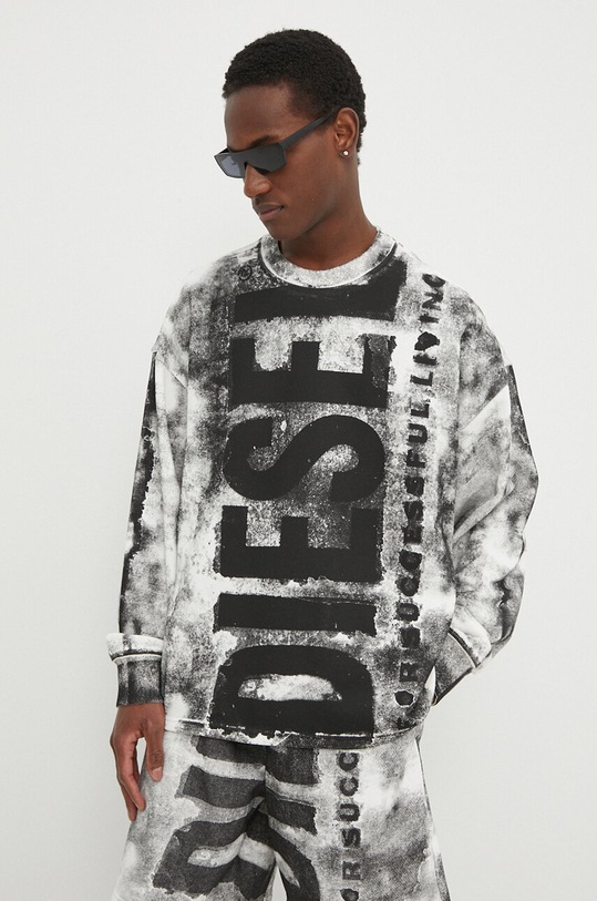 Diesel bluza bawełniana S-BUNT-BISC wzorzyste czarny A13329.0NFAV