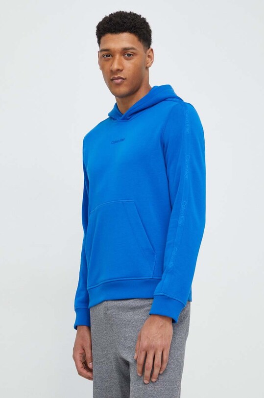 Dukserica za trening Calvin Klein Performance bez uzorka plava 00GMS4W336