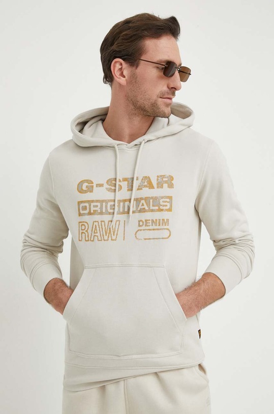 G-Star bluza bawełniana nadruk beżowy D24414.D562