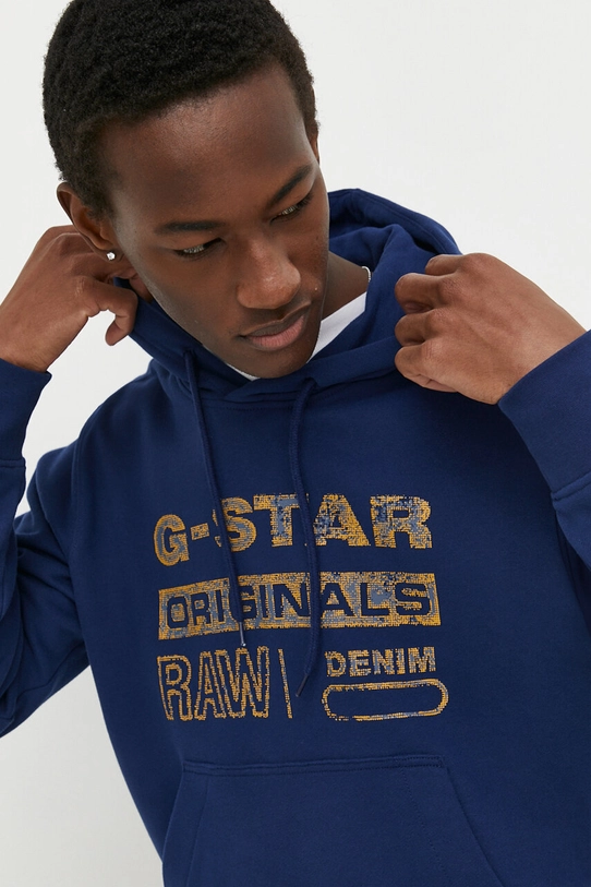 Бавовняна кофта G-Star Raw з капюшоном блакитний D24414.D562