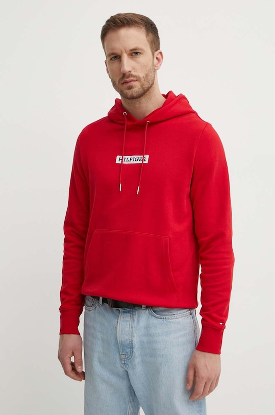 Pamučna dukserica Tommy Hilfiger pamuk crvena MW0MW34379