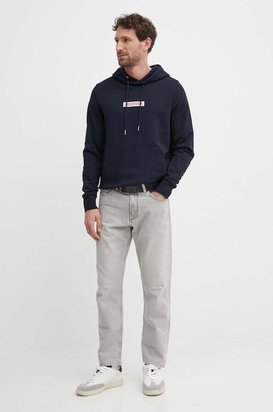 Bavlněná mikina Tommy Hilfiger MW0MW34379 námořnická modř SS24