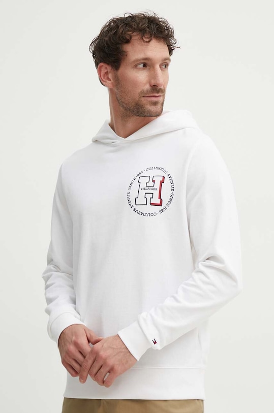 Pamučna dukserica Tommy Hilfiger pamuk bijela MW0MW34383