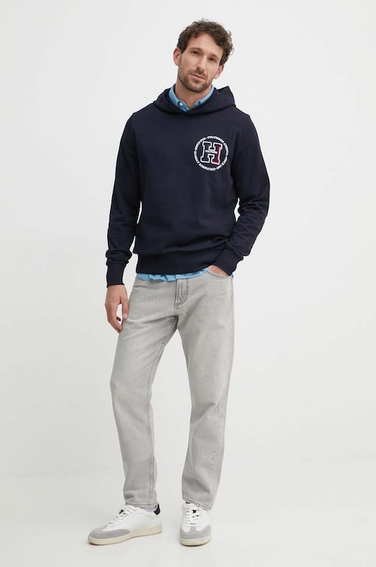 Pamučna dukserica Tommy Hilfiger MW0MW34383 mornarsko plava SS24