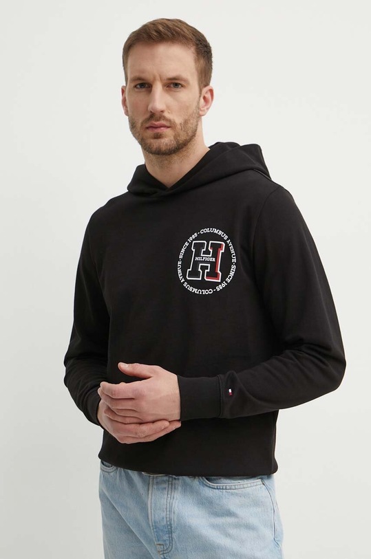 Бавовняна кофта Tommy Hilfiger з капюшоном чорний MW0MW34383