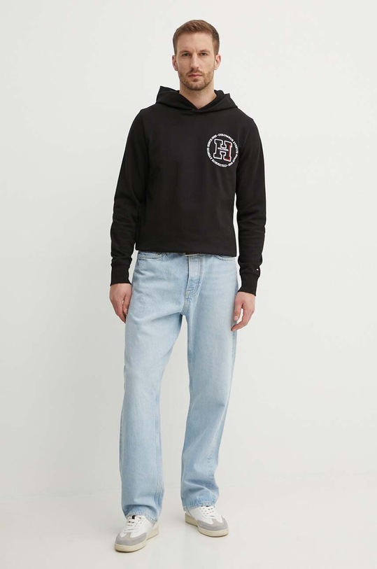 Tommy Hilfiger hanorac de bumbac MW0MW34383 negru SS24