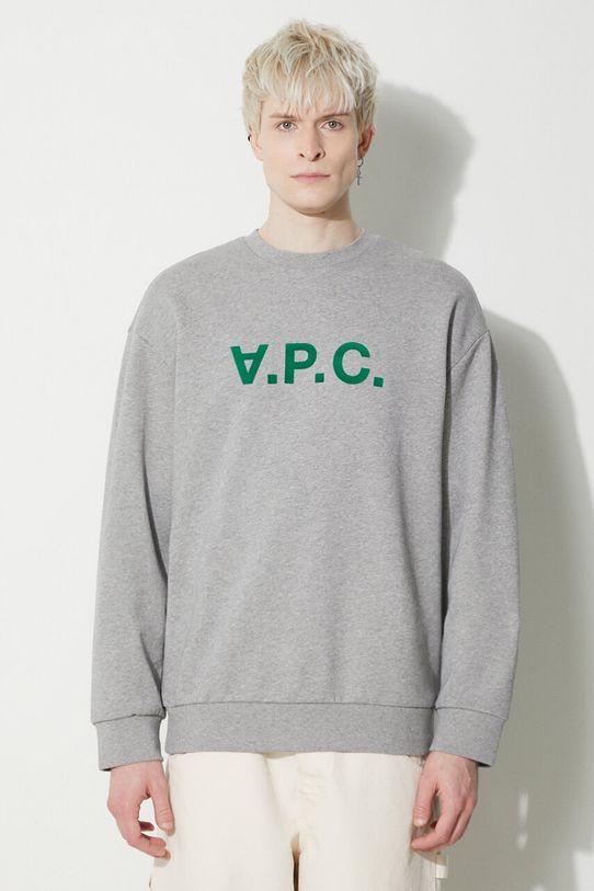 Bavlněná mikina A.P.C. Sweat Eliot potisk šedá COFDX.H27836.PLB