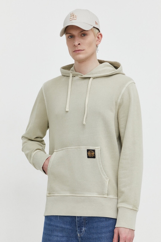 Bavlněná mikina Superdry s kapucí béžová M2013078A.2LH