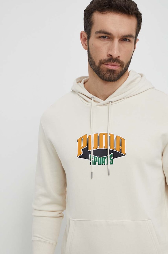 Bavlnená mikina Puma béžová 624396