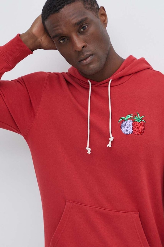 Bavlněná mikina Puma X ONE PIECE s kapucí červená 624666