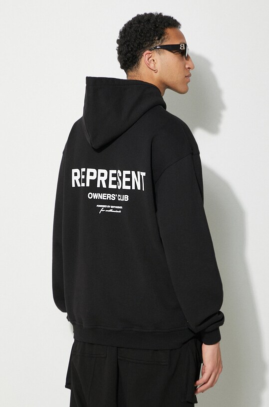 Bavlněná mikina Represent Owners Club Hoodie černá OCM407.01