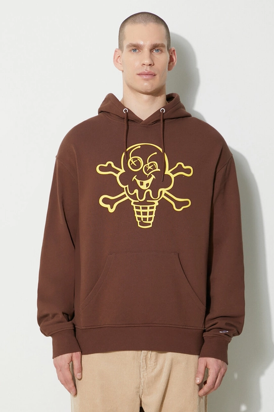 Billionaire Boys Club felpa in cotone Cones And Bones Popover Hood sovrastampa marrone IC24124