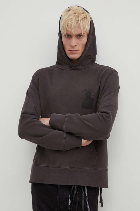 Pamučna dukserica KSUBI portal kash hoodie print siva MPS24FL011