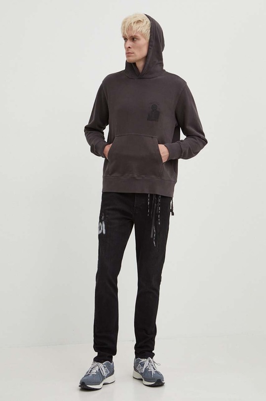 Pamučna dukserica KSUBI portal kash hoodie MPS24FL011 siva SS24