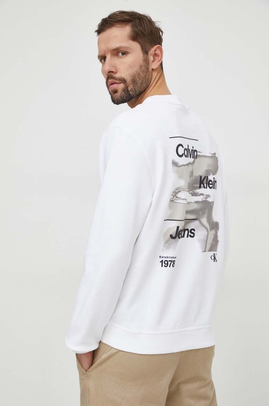 Calvin Klein Jeans bluza bawełniana nadruk beżowy J30J325155