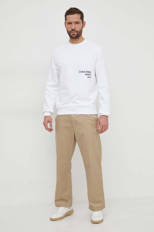 Calvin Klein Jeans bluza bawełniana J30J325155 beżowy SS24