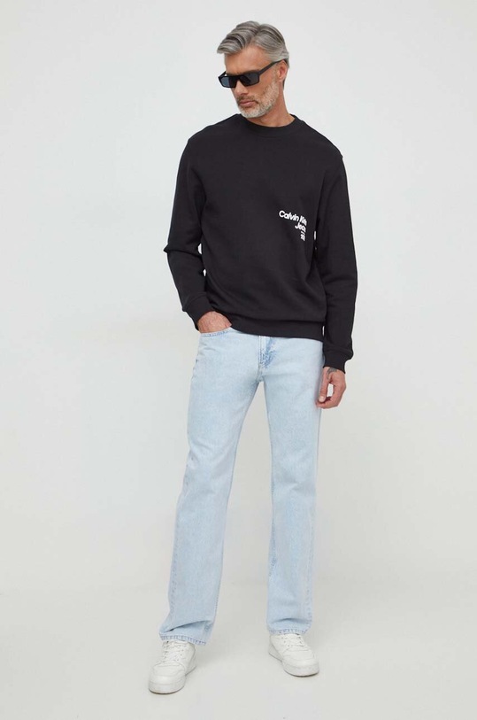 Bavlněná mikina Calvin Klein Jeans J30J325155 černá SS24
