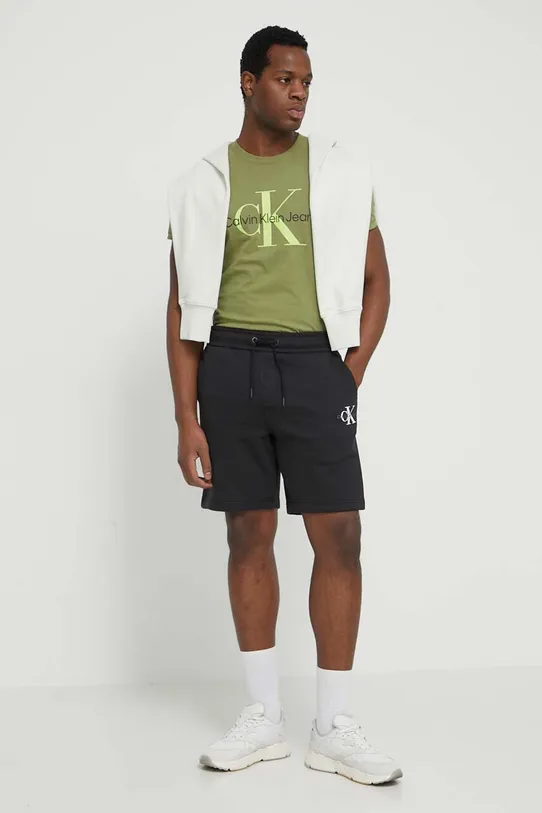 Bavlněná mikina Calvin Klein Jeans J30J325353 zelená SS24